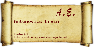 Antonovics Ervin névjegykártya