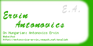 ervin antonovics business card